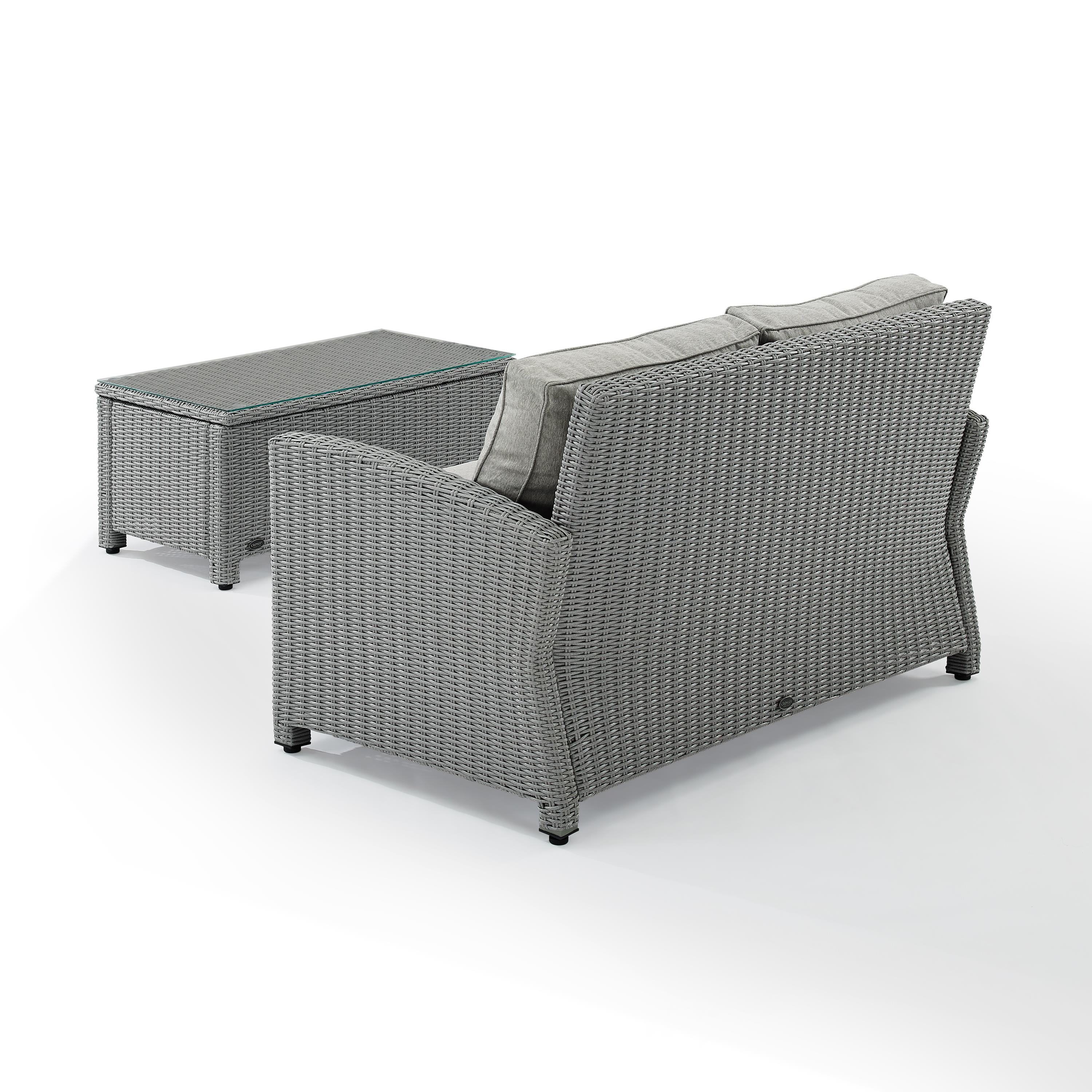 Crosley Bradenton 2 Piece Wicker Patio Sofa Set in Gray - image 3 of 7