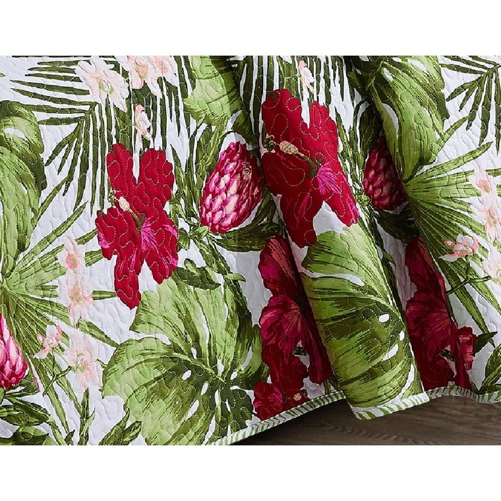 Harper Lane Paradise Palm Reversible Quilt Set, King - Geometric Texture( 3 Count)