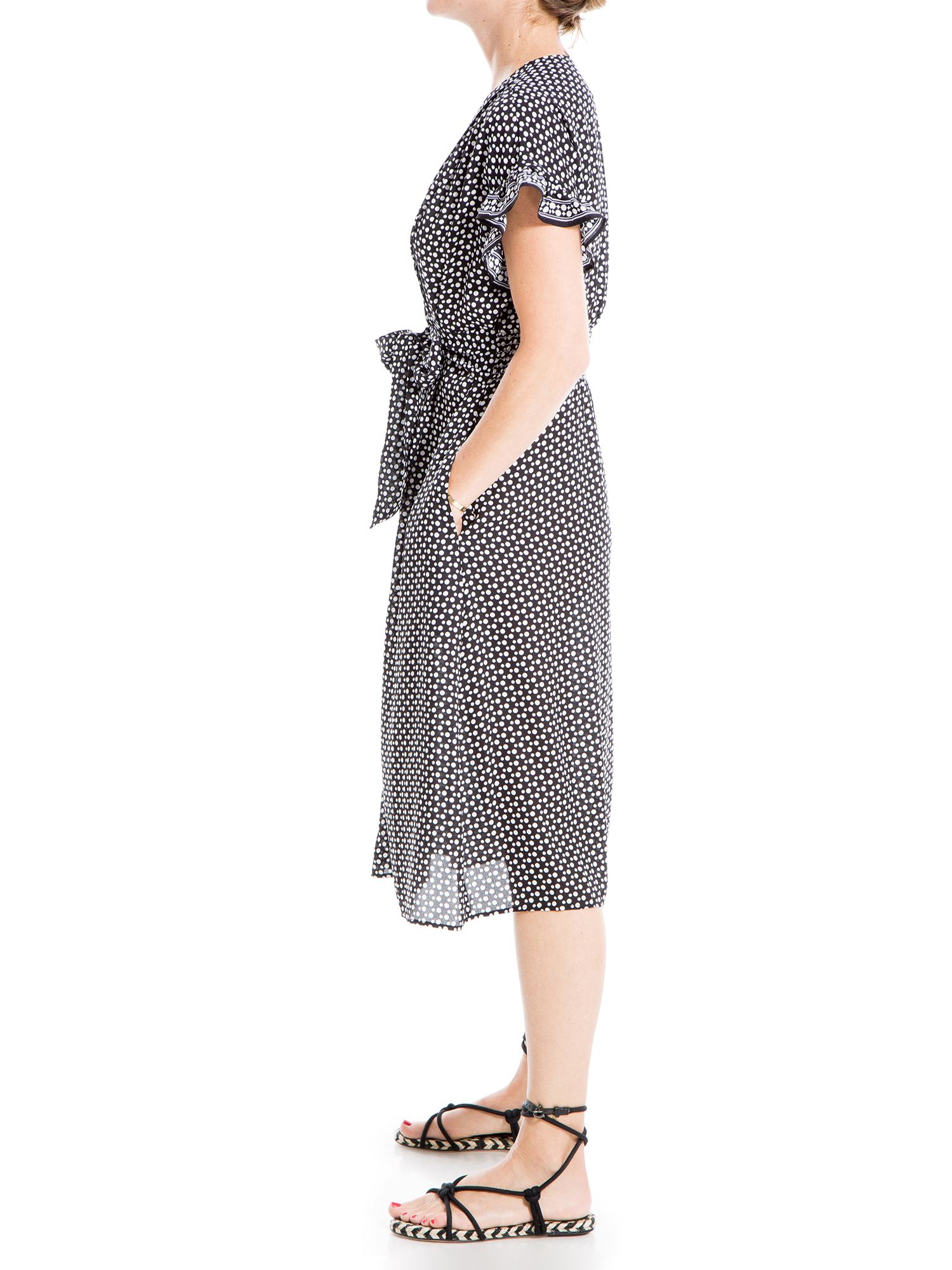 Max Studio Women's Short Sleeve Midi Waisted Crepe Dress - image 2 of 3