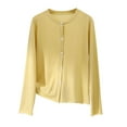 thumbnail image 2 of Women's Cardigans Lightweight Button down Knitted Sweater Coat Long Sleeve Casual Loose Outerwear New Yellow 3XL, 2 of 7