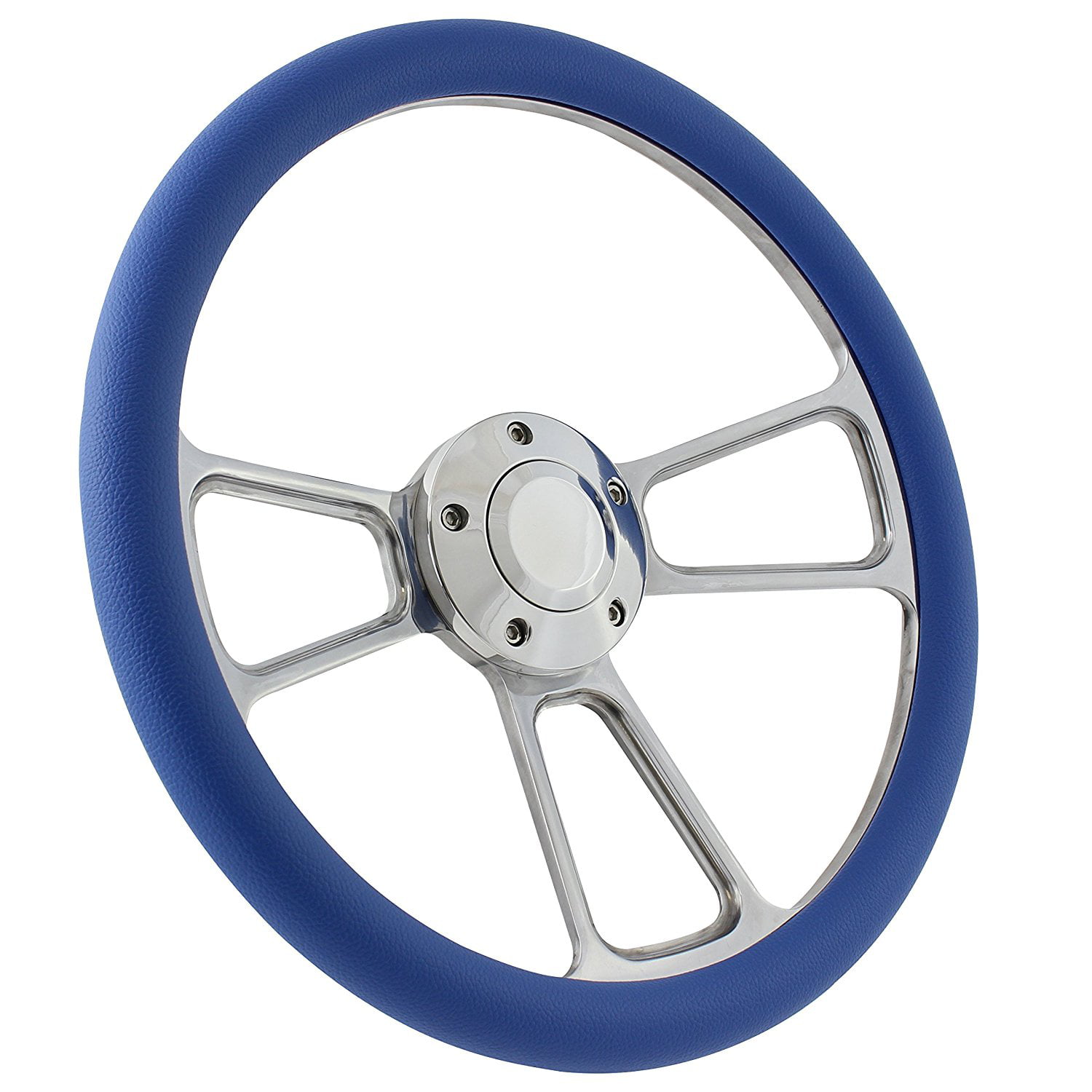 Universal 35cm/14inch 6-Bolts Auto Car Racing Steering Wheel with Horn Blue Qiilu Steering Wheel
