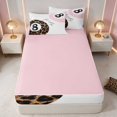 thumbnail image 4 of Erosebridal 8 Ball Zipper Full Size Comforter Sets with Fitted Sheet and 2 Pillowcases Magenta Zipper Bedding Set, Magenta Leopard, Pink Reversible, 4 of 7