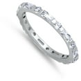 thumbnail image 4 of CHOOSE YOUR COLOR Baguette Eternity Round Clear CZ Ring 925 Sterling Silver Band White Female Size 5, 4 of 4