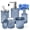 Blue-5 Pcs Bathroom Set, variant on Brown 4 Pcs Bathroom Set Glass Bath Accessories