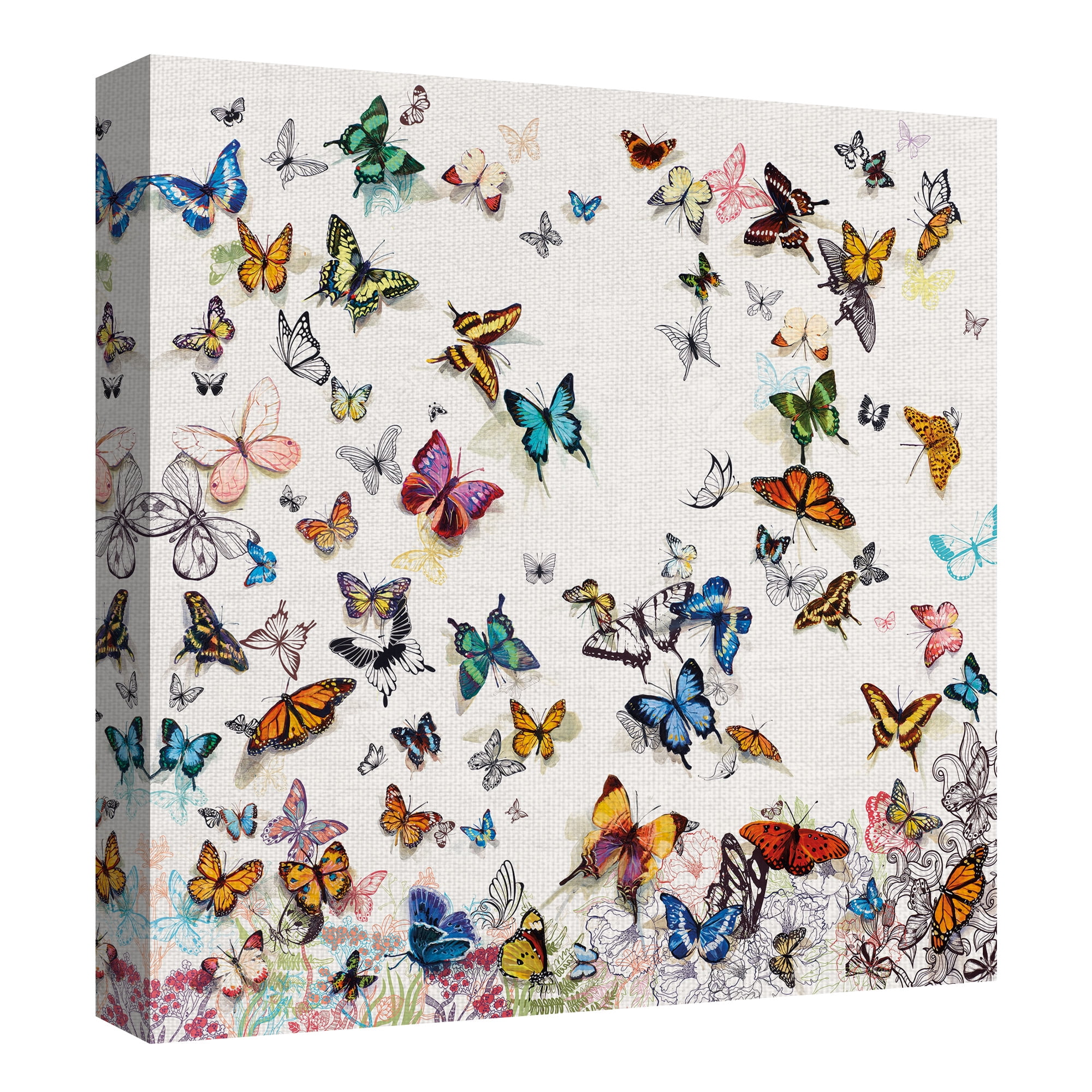 Masterpiece Art Gallery Butterfly Papillon by Allyson Fukushima Canvas Art Print 30" x 30"