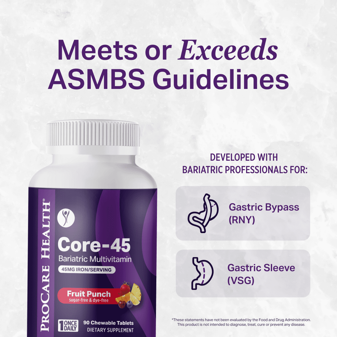 ProCare Health Core-45 Bariatric Chewable Multivitamin 45 mg Iron, Fruit Punch, 30 Ct