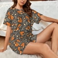 thumbnail image 4 of "Wukai Fox And Mushroom Women's Pajama Set - Short-Sleeve Top and Shorts with Elastic Waistband and Pockets for Loungewear, Yoga, and Casual Wear-Small, 4 of 8