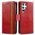thumbnail image 2 of For Samsung Galaxy S22 Ultra 5G Leather Phone Case Wallet Folio Flip Cover Casual Business, [RFID Blocking] Multi Hidden Anti-theft Card Holder Cash Slot, Side Magnetic Buckle, Stand Support,Red, 2 of 11