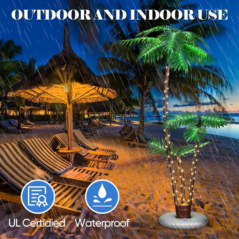 Ledido 6FT Solar Lighted Palm Tree - 150 LEDs, Remote & Timer, 8 Modes, For Patio, Pool, Indoor/Outdoor