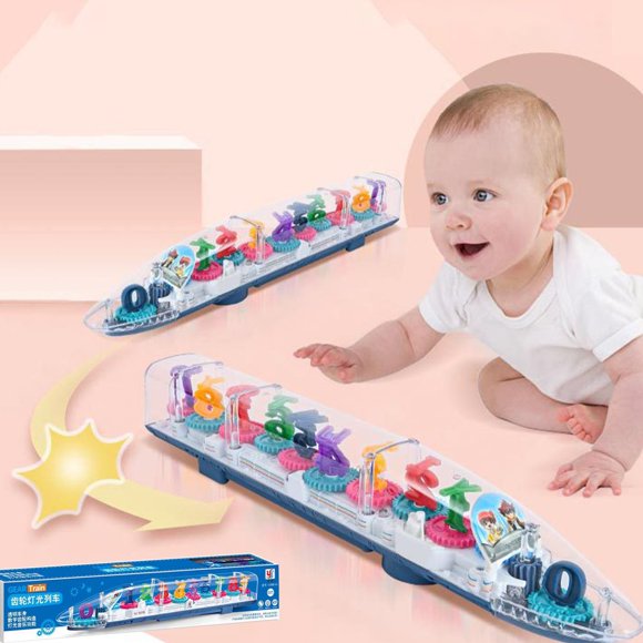 QUTETN Clearance! Transparent 3D Lightning Bullet Train Toy Bump and Go Trains for Kids Toy Train for Kids with Music Automatic Direction Change Best Creative Gift Toy for Kids