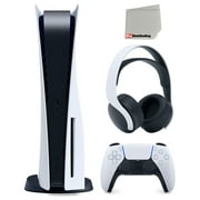 Sony Playstation 5 Disc Version with PULSE 3D Wireless Gaming Headset Bundle with Microfiber Cleaning Cloth