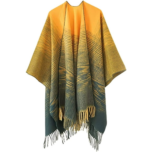 CoCopeaunt Women Tassel Shawl Wraps Open Front Poncho Winter Kintted Sweater Cardigan Blanket Cape