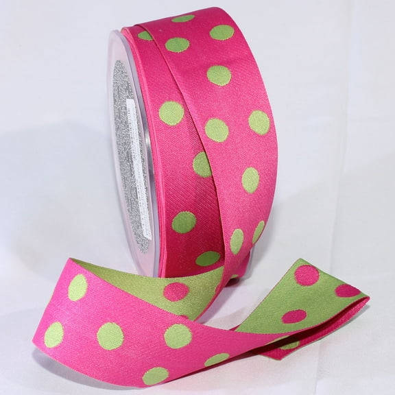 The Ribbon People Pink Polka Dot Woven Craft Ribbon 1.5" x 27 Yards