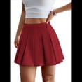 thumbnail image 1 of Falda de Tenis Plisada de Cintura Alta para Mujer y Niña, Estilo Escolar, Corte A Vino Tinto L, 1 of 8