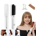thumbnail image 1 of Pisexur Belleza Maquillaje Peine portátil 2 en 1 para cabello liso y rizado con calentamiento rápido de 10 segundos a 200 °C, plancha alisadora y rizadora de cerámica profepara mujeres y hombres, 1 of 9