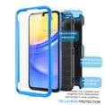thumbnail image 3 of Njjex Phone Cases for Samsung Galaxy A15 6.5" 5G 2024, [Buit-in Temerped Glass Screen Protector] Combo Holster Belt Clip [Heavy Duty] [Kickstand] Full-Body Rugged Holster Case（Blue), 3 of 8