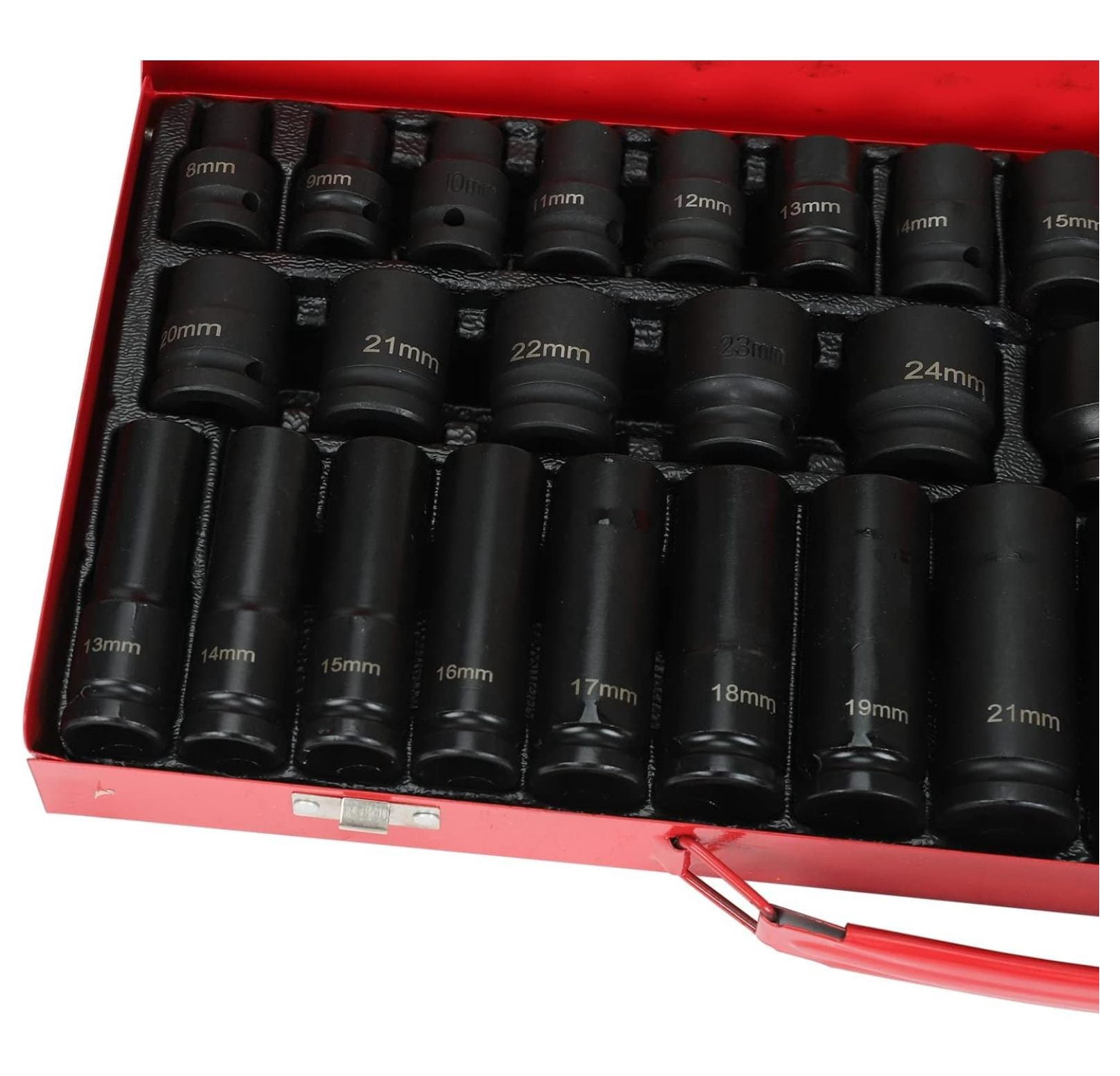 35PCS 1/2 Inch Drive Deep Impact Socket Set 6 Point Sockets Garage Workshop Tools Truck Repair Hand Tools 8-32MM