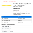 thumbnail image 2 of Rear Shock Absorber - Compatible with 1993 - 1998 Toyota T100 1994 1995 1996 1997, 2 of 2