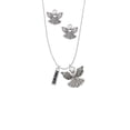 thumbnail image 2 of Delight Jewelry Silvertone Friends Silver tone Guardian Angel Charm Necklace and Stud Earrings, 2 of 4