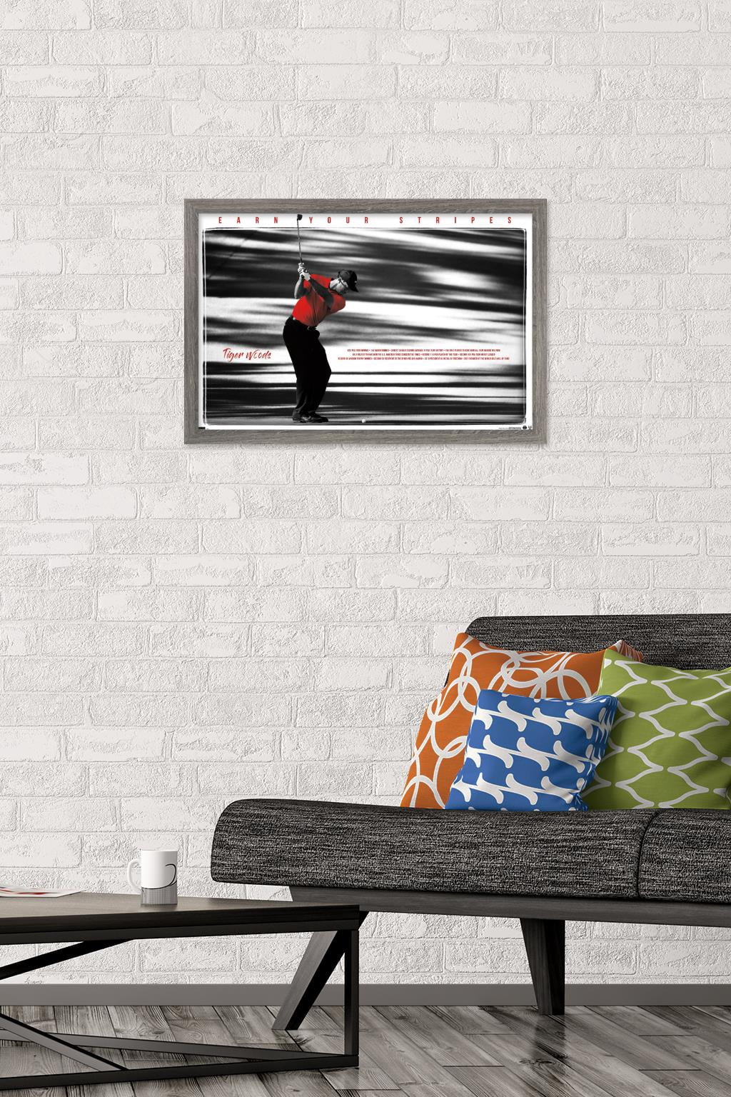 Tiger Woods - Earn Your Stripes Wall Poster, 14.725" x 22.375" Framed