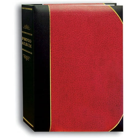 Pioneer Photo Album Mini Ledger Le' Memo Bound Photo Album with Gold Accents, Holds 50 5x7" Photos, 1 Per Page, Red