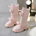 thumbnail image 3 of Owordtank Girls White Lace Up Riding Boots Mid Calf Combat Boots Waterproof PU Leather Side Zipper Goth Boots for Kids, 3 of 8