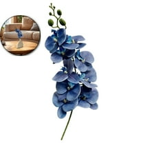 Dvruxg Artificial Orchid Flower 9 Large Petals Realistic Faux Orchid Stems Fake Flower for Wedding Home Arrangement(Blue)