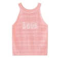 thumbnail image 3 of Girls Tank Top Sleeveless Halter Knit Top with LOVE Letter Graphic Pink Summer Tops for Kids,Size 1-2T, 3 of 4