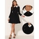thumbnail image 2 of Vestido corto Allegra K manga larga cuello Peter Pan Negro M, 2 of 4