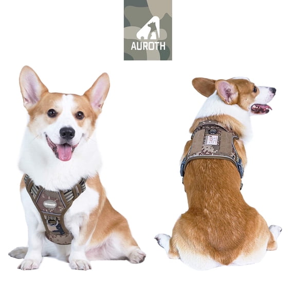 Auroth No Pull Dog Harness for Medium Dogs, Adjustable Easy on Pet Puppy Harness for Training Walking, Reflective Breathable Padded Dog Harness with Easy Control Handle, Desert Camo