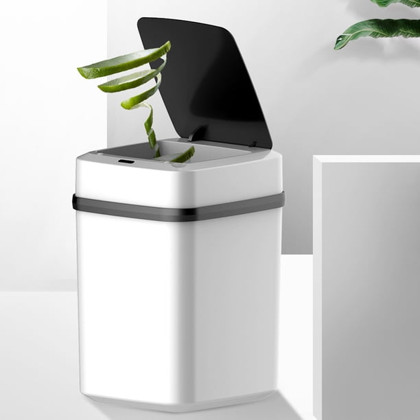 Papelera De Cocina Cubo de basura táctil para baño de 13L, basura inteligente (patada de botón de inducción recargable)