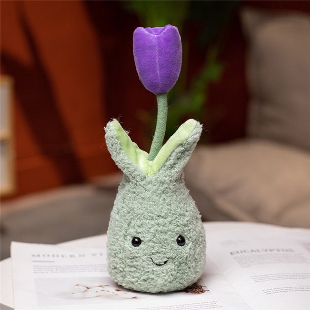 Lindo muñeco de tulipán, muñeca de dibujos animados, flor, planta, juguete de peluche curativo cálido, muñeco de trapo, regalo