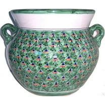 Medium-Sized Green Peacock Mexican Colors Talavera Ceramic Garden Pot