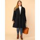 thumbnail image 3 of Women's Plus Size Notched Lapel Double Breasted Winter Long Coat Black 1X, 3 of 6