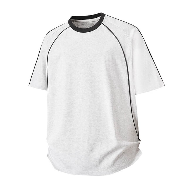 pstuiky camisetas para hombre, Blusa deportiva informal de color liso para hombre, holgada, de manga corta y cuello redondo camisas casuales para hombre xxl