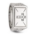 thumbnail image 3 of Gem & Harmony Mens Stainless Steel 1/20 Carat (Ctw) Diamond Cross Textured Rings for Men, 3 of 6