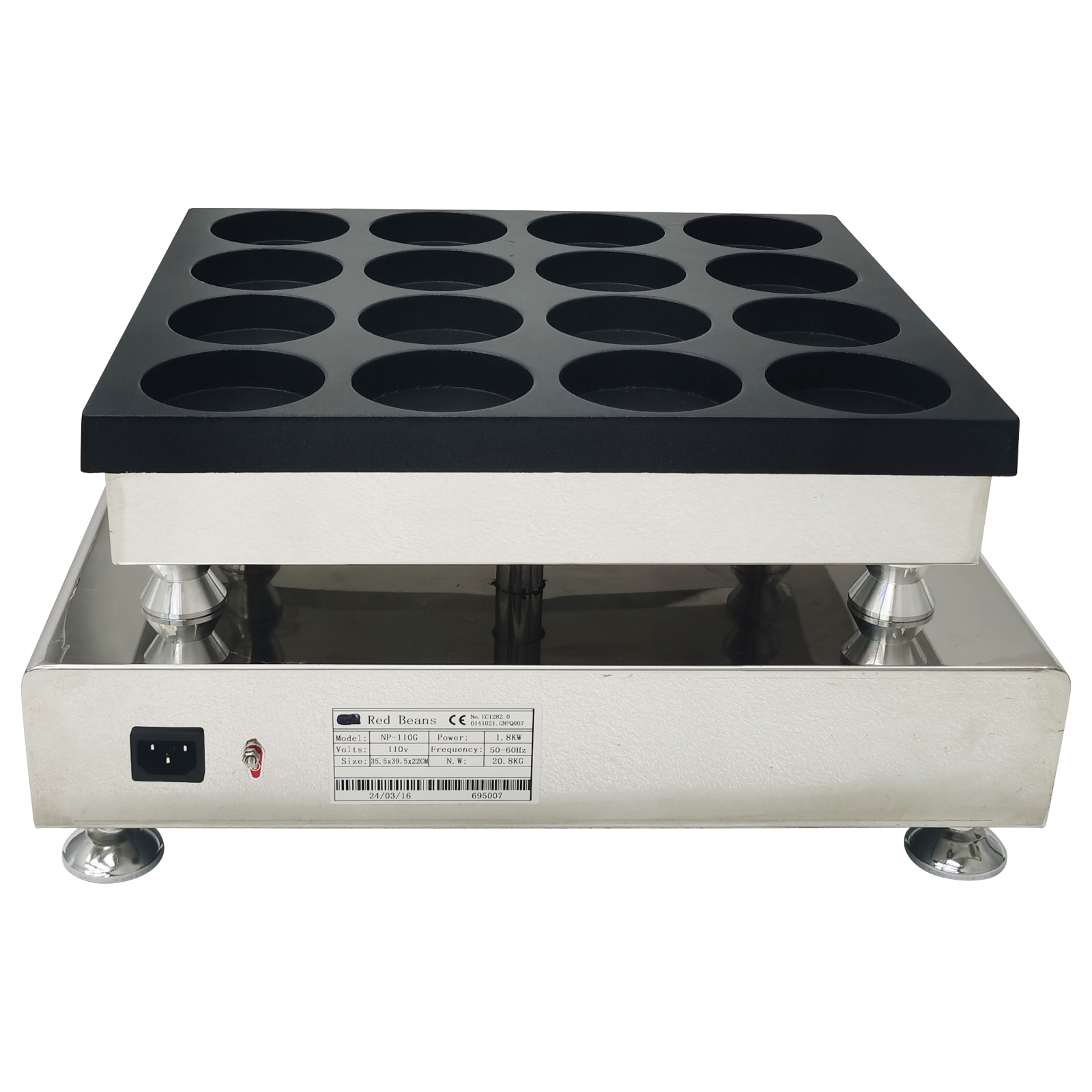 Techtongda 16pcs Nonstick Electric Red Bean Cake Waffle Maker Machine