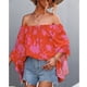 thumbnail image 3 of Camisa con mangas acampanadas y hombros descubiertos, blusas con hombros descubiertos para mujer, blusa con hombros descubiertos y dobladillo alto y bajo, blusas con hombros descubiertos, muy recomendable, 3 of 6