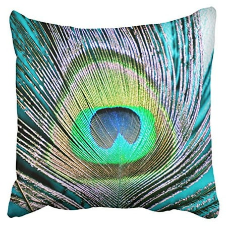 Peacock Decorative Items WinHome Pillowcases Peacock Feathers On Turquoise Decorative Throw Pillow Covers Protectors Cases Cushion Cover Case Couch Sofa Size 18x18 inches One Side print ()