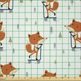thumbnail image 2 of Ambesonne Fox Fabric by the Yard Microfiber, Animal with Scooter Tiny Trees, 2 Yards, Burnt Orange Indigo, 2 of 2