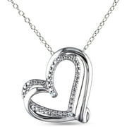 Diamond-Accent Sterling Silver Double-Heart Open Necklace