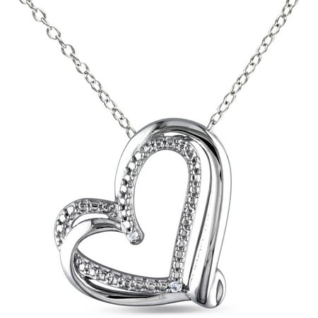 Miabella Diamond Accent Sterling Silver Double-Heart Pendant, 18