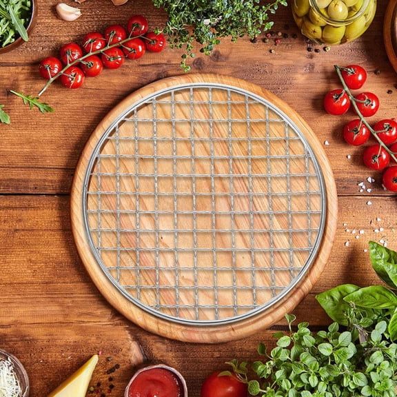 RENACLIPY Stainless Steel Round Grill Plate for Outdoor Barbecue and Baking, 1 Piece