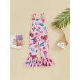 thumbnail image 2 of KelaJuan Kids Girls Romper, Summer Sleeveless Square Neck Floral Print Jumpsuit Bell-Bottomed Pants, 2 of 8