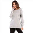 thumbnail image 4 of Sudadera de Mujer de Color Liso con Cuello Redondo, Larga y Abertura Frontal Corta y Trasera Larga Gris XXL, 4 of 10
