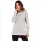 thumbnail image 4 of Sudadera de Mujer de Color Liso con Cuello Redondo, Larga y Abertura Frontal Corta y Trasera Larga Gris XL, 4 of 10