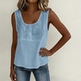 thumbnail image 5 of Womens Cotton Linen Summer Tops, Sleeveless Shirts for Women Casual Lightweight Floral Embroidery Scoop Neck Tank Top Dressy Blouses Mothers Gifts, 5 of 5