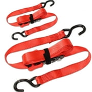 (2 Pack) Sliding Ratchet Strap with Vinyl Coated S Hook (1.25”x 14’ long), Adjustable Ratcheting Tie Down