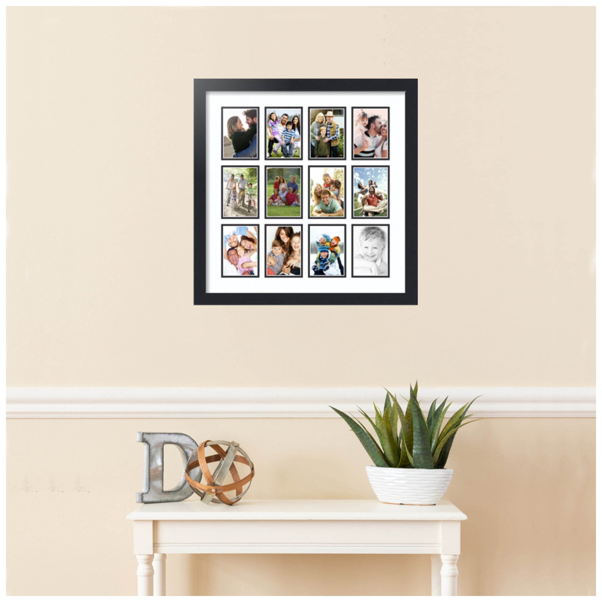 ArtToFrames Collage Photo Picture Frame with 12 - 3.25x4.75 Openings, Framed in Black with Super White and Black Mats (CDM-3926-234)