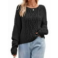 thumbnail image 3 of Womens Oversized Cable Knit Crew Neck Long Sleeve Fall Chunky Pullover Casual Loose Fit Sweater Tops, 3 of 9